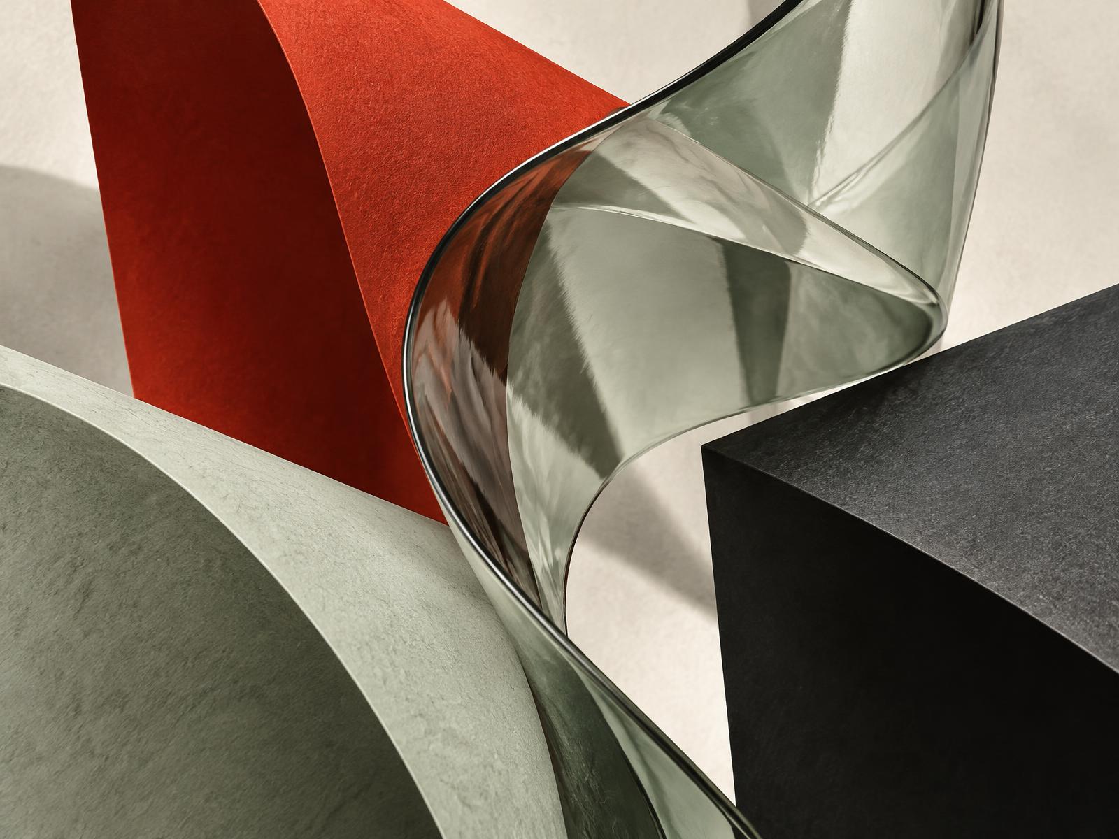 Abstract paper and glass composition in DeyokStudio colors